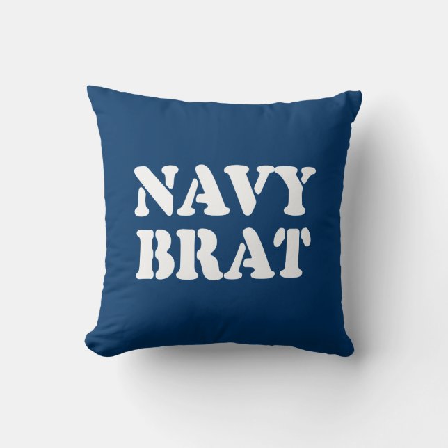 NAVY BRAT THROW PILLOW (Front)
