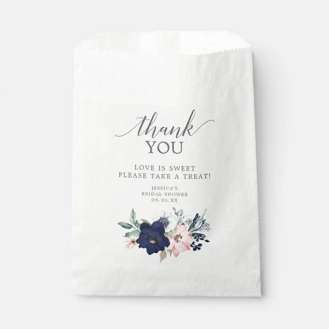 Navy Bridal Shower Favor Bag Love is Sweet (Front)