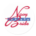 Navy Bride Classic Round Sticker