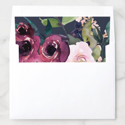 NAVY BRIGHT BLUSH BURGUNDY FLORAL BUNCH ENVELOPE LINER