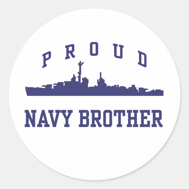 Navy Brother Classic Round Sticker (Front)