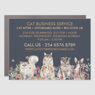 Navy Brown Cat Sitter Service Pet Veterinary Car Magnet