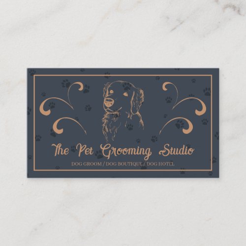 Navy Brown Classy Style Pet Dog Golden Retriever Business Card