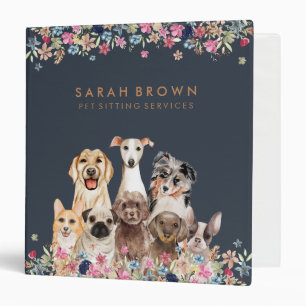 Navy Brown Cute Dog Groomer Small Best 3 Ring Binder