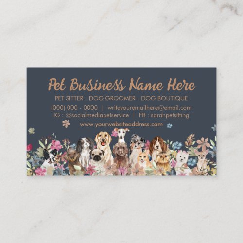 Navy Brown Cute Puppies Dogs Business Card