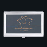 Navy Brown Dog Cat boss Business Card Case<br><div class="desc">Navy Brown Dog Cat boss</div>