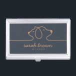 Navy Brown Dog Cat boss Business Card Case<br><div class="desc">Navy Brown Dog Cat boss</div>