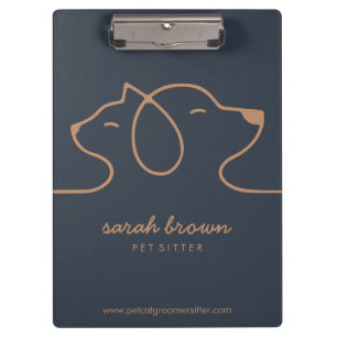 Navy Brown Dog Cat Pet Sitter Animal Clipboard