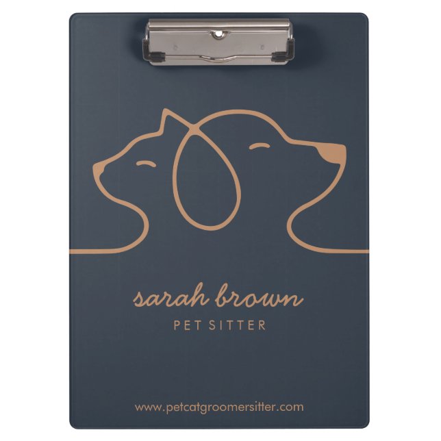Navy Brown Dog Cat Pet Sitter Animal Clipboard (Front)