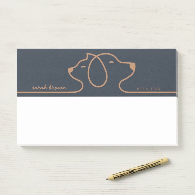 Navy Brown Groomer Pet Branding Logo Post-it Notes