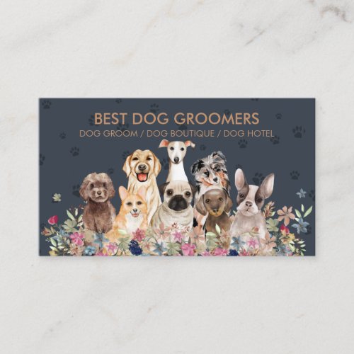 Navy Brown Paw PetSitter dog veterinary Business Card