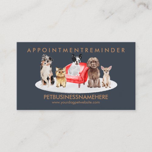 Navy Brown Pet Appointment Dogs Business Card
