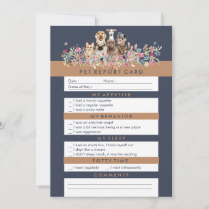 Navy Brown Pet Report Design Note Card