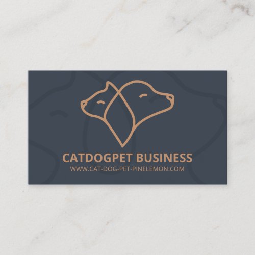 Navy Brown Qr Code Logo Dog Cat Pet Business Card
