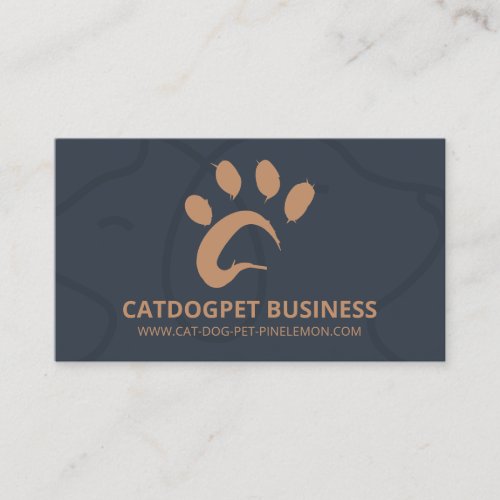 Navy Brown Qr Code Logo Dog Cat Pet Paw Business Card