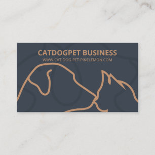 Navy Brown Qr Code Logo Dogs Cats Pet Business Card