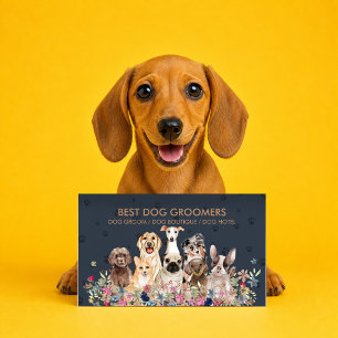 Navy Brown Reactive Dog Trainer Anxiety Support Business Card