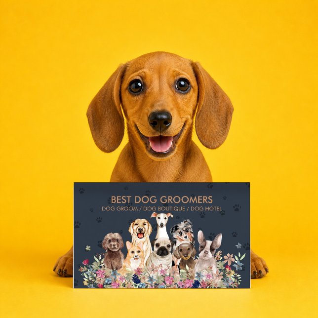 Navy Brown Reactive Dog Trainer Anxiety Support Business Card (Creator Uploaded)