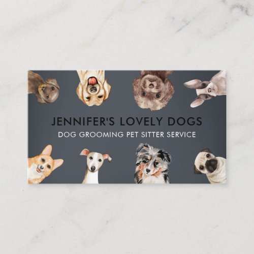 Navy Brown Small Size Dogs Pet Sitter Business Card