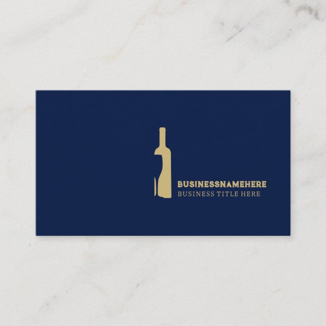Navy Brown Wine Glass Bottle Restaurant Business Card