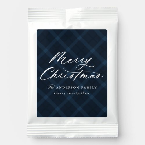 Navy Brushed Plaid Merry Christmas Hot Chocolate Drink Mix