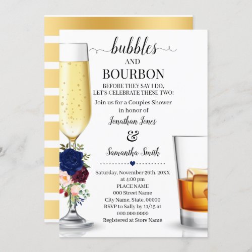 Navy Bubbles  Bourbon before I do couples shower  Invitation