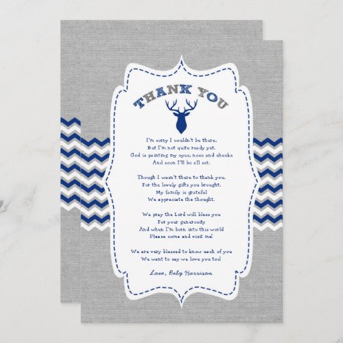 Navy Buck Baby Shower thank you note  poem Invitation