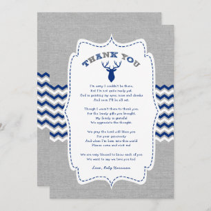 Navy Buck Baby Shower thank you note + poem Invitation