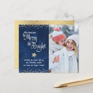 Navy Budget Photo Days Be Merry Bright Script Card
