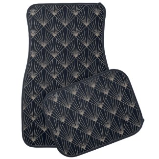 Navy Bue Art Deco Geometric Print