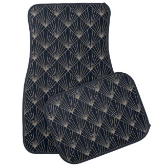 Navy Bue Art Deco Geometric Print Car Floor Mat