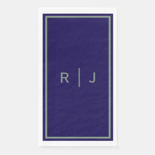 Navy Bue Sage Green Monogram Name Cool Wedding Paper Guest Towels