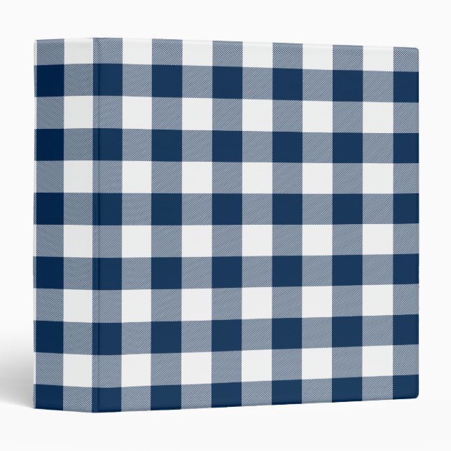 Navy Buffalo Plaid Gingham 3 Ring Binder (Front/Spine)