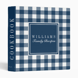 Navy Buffalo Plaid Recipe Cookbook 3 Ring Binder
