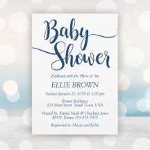 Navy Buffalo Plaid Simple Baby Shower Invitation