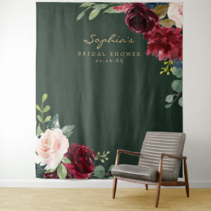 Navy Burgundy Bridal Shower Decor Backdrop