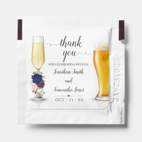 Navy burgundy bubbles  brews party favor hand sanitizer packet