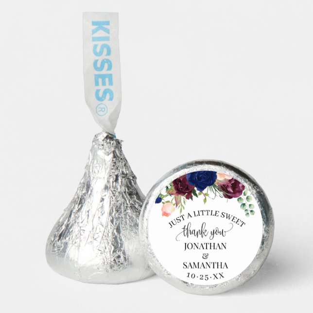 Navy Burgundy Floral Boho Chic Wedding Sweet Favor (Front)