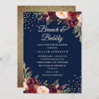 Navy Burgundy Floral Confetti Brunch and Bubbly