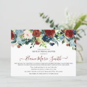 Navy Burgundy Floral Drive Thru Bridal Shower Invitation | Zazzle