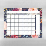 Navy Burgundy Floral Monthly Planner Calendar Magnetic Dry Erase Sheet<br><div class="desc">Elegant Navy Burgundy Floral Floral Monthly Planner Calendar Magnetic Dry Erase Sheet featuring feminine roses and peonies in shades of marsala and peach on an elegant navy blue background behind a reusable monthly calendar planner. Plenty of space for your details and notes. Perfect for your home, dorm, office, or classroom!...</div>