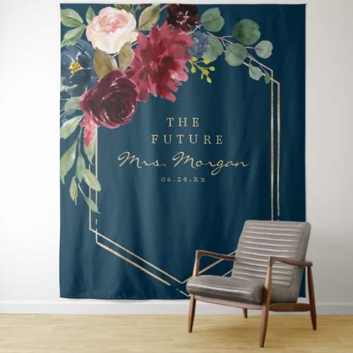 Navy Burgundy Future Mrs Bridal Shower Backdrop