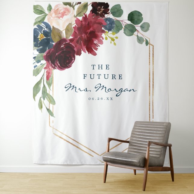 Navy Burgundy Future Mrs Bridal Shower Backdrop (In Situ)
