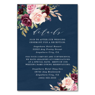 Navy Burgundy Gold Blush Wedding Enclosure Cards