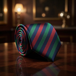  Navy Burgundy Green Classic Regimental Stripe Neck Tie
