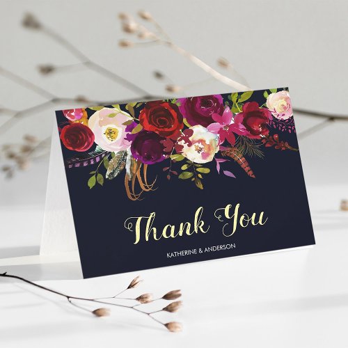 Navy Burgundy Marsala Wedding Thank You