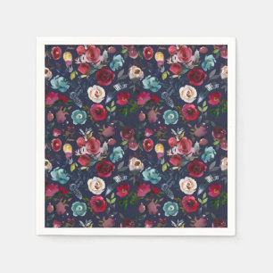 Navy Burgundy Merlot Wedding Reception Dinner Napkins