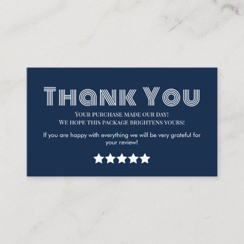 Navy business thank you homemade business card