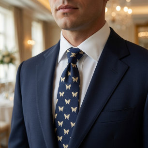 Navy Butterfly Elegant Neck Tie