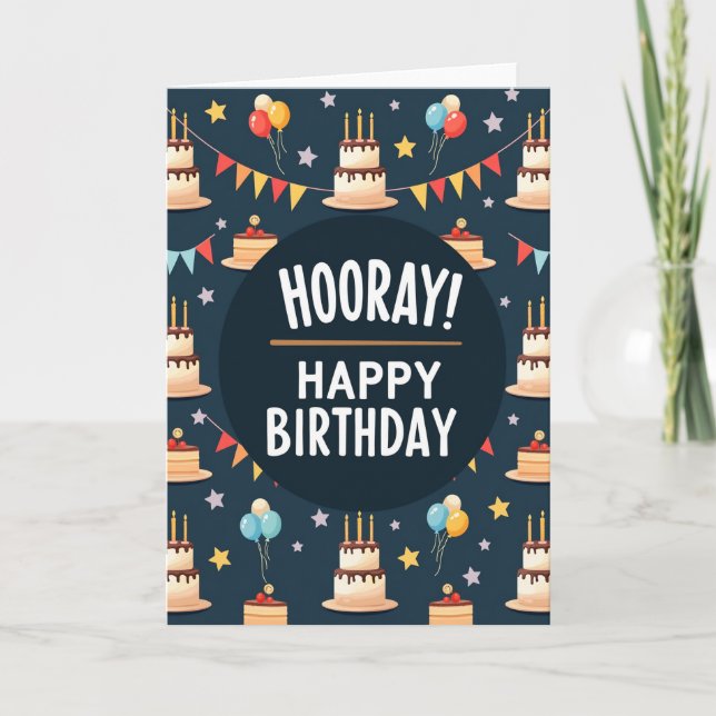 Navy Cake Birthday Card (Front)